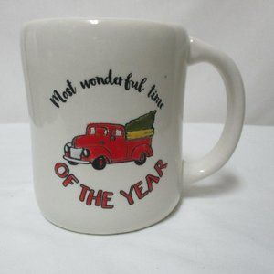 Dennis East Christmas Mug Cup Truck Tree